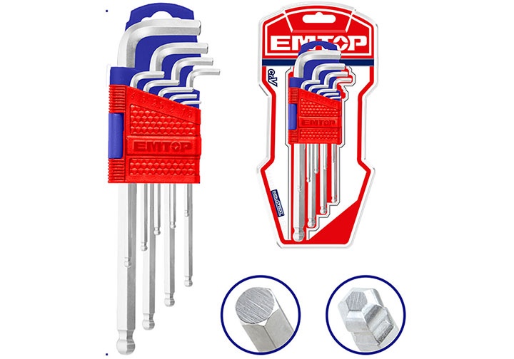 1.5-10mm Bộ lục giác bi 9 chi tiết Emtop EHKY2092