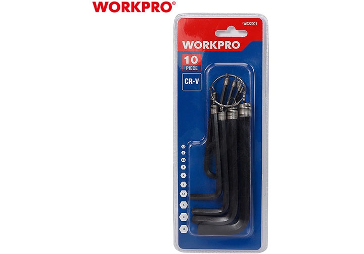 1.5-10mm Bộ lục giác đầu bằng (loại ngắn) 10 chi tiết Workpro WP222001