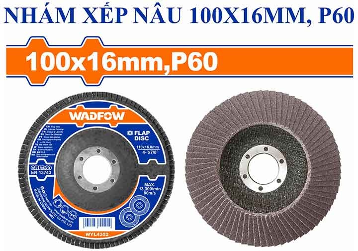 100x16mm Nhám xếp nâu P60 Wadfow WYL4302