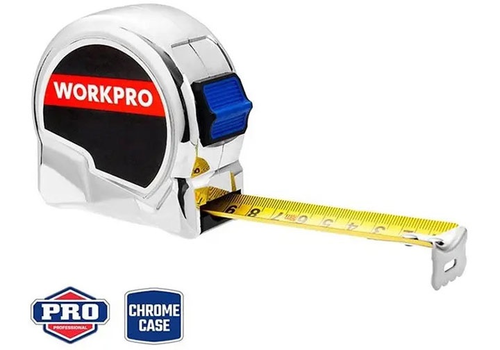 10m x 25mm Thước cuộn thép mạ crom Workpro WP261013