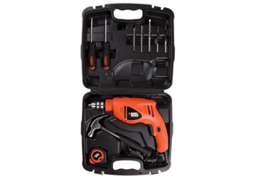 10mm Máy khoan búa 500W kèm 9 phụ kiện Black and Decker HD400K9