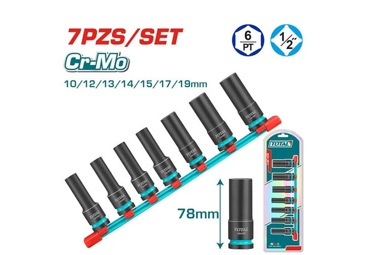 1/2" Bộ tuýp đen 10-19mm 7 chi tiết Total THKISD12073L