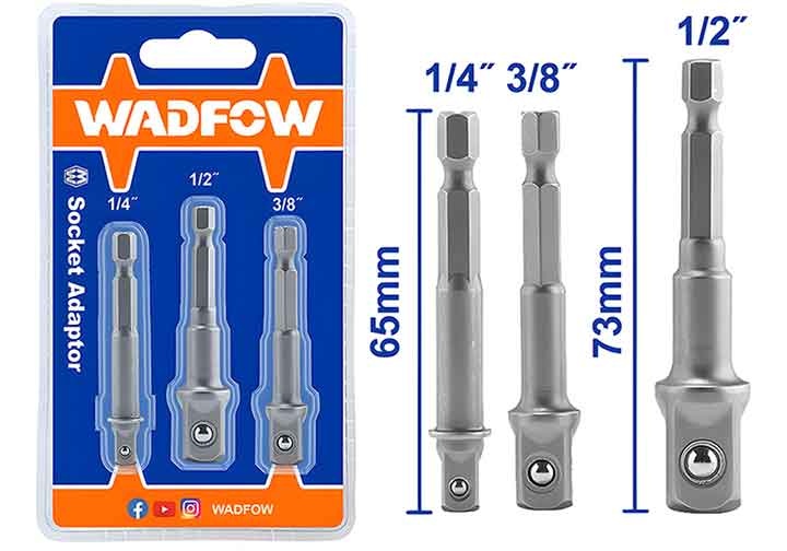 1/4", 1/2", 3/8" Bộ đầu nối tuýp 3 chi tiết Wadfow WSV4K01