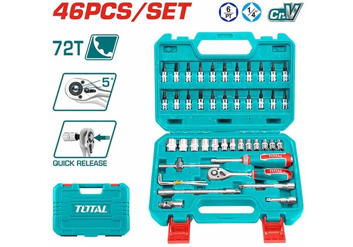 1/4" Bộ tuýp 4-14mm 46 chi tiết Total THT141462