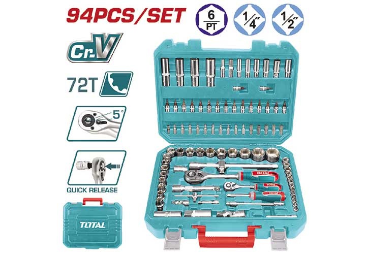 1/4" và 1/2" Bộ tuýp 94 chi tiết Total THT421942