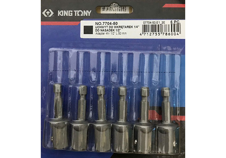 1/4" x 1/2" Đầu chuyển máy vặn vít sang bu lông (1 vỉ gồm 6 cái) Kingtony 7704-50 1/4" x 1/2" Đầu chuyển máy vặn vít sang bu lông (1 vỉ gồm 6 cái) Kingtony 7704-50