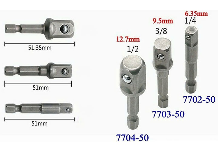 1/4" x 1/2" Đầu chuyển máy vặn vít sang bu lông Kingtony 7704-50
