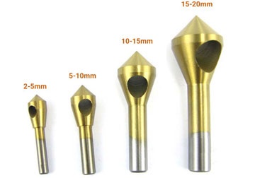 2-20mm Bộ mũi doa lỗ kim loại dạng đầu nón lỗ phay xiên phủ Titanium 4 chi tiết