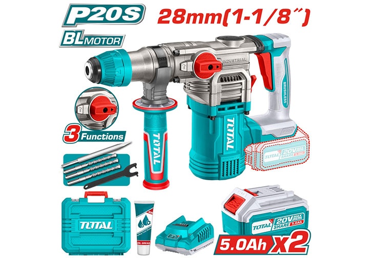 20V Máy khoan búa đục bê tông dùng pin Total TRHLI202885