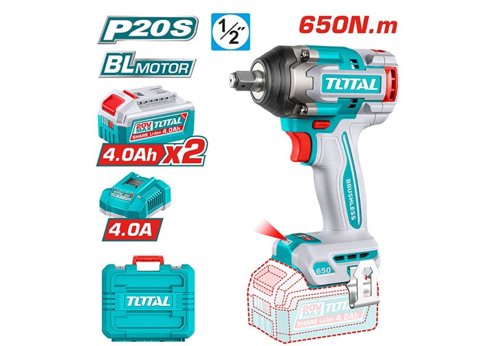 20V Máy siết bu lông dùng pin 650N.m Total TIWLI2065