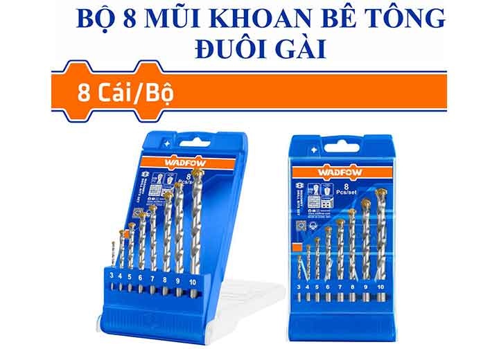 3-10mm Bộ mũi khoan bê tông đuôi gài SDS Wadfow WMJ6B08