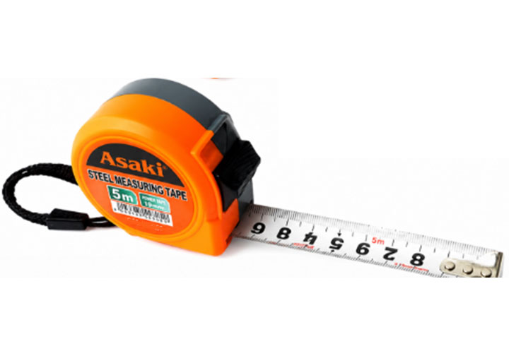 5mx19mm Thước cuộn thép (nền trắng chỉ hệ mét) Asaki AK-2704