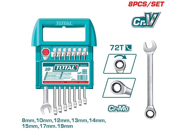 8-19mm Bộ cờ lê vòng miệng tự động 8 chi tiết Total THT103RK086