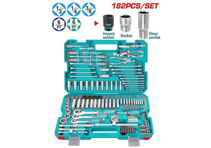 Bộ đồ nghề 182 chi tiết Total THKTHP61827