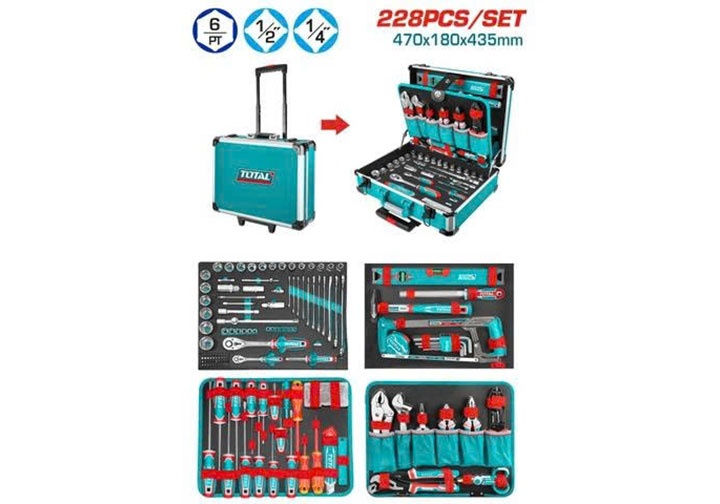 Bộ đồ nghề cầm tay 228 chi tiết Total THKTHP62287