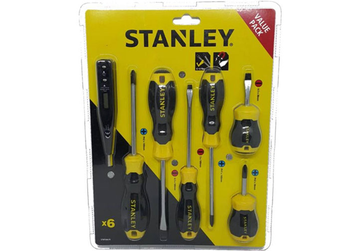 Bộ tuốc nơ vít đa năng 6 cây tặng kèm bút thử điện Stanley STMT66679