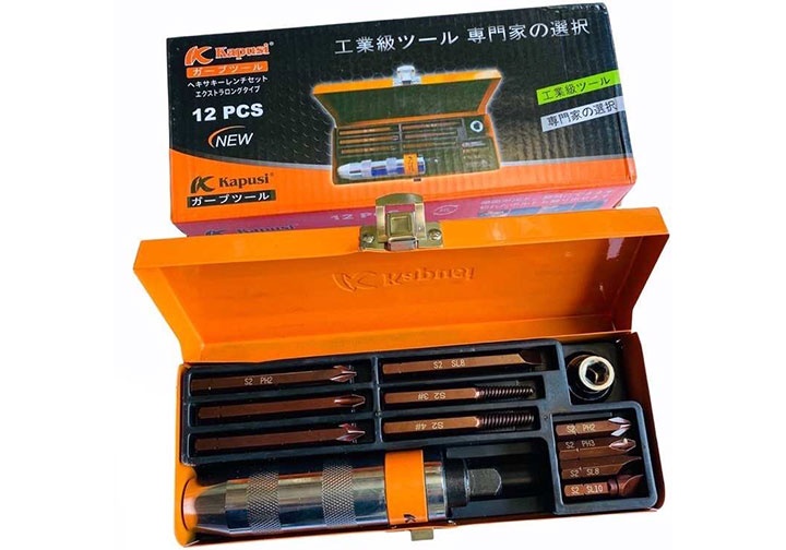 Bộ tuốc nơ vít đóng 12 chi tiết Kapusi K-7194