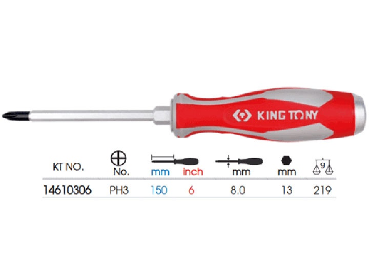 PH3x150mm Tuốc nơ vít bake đóng Kingtony 14610306