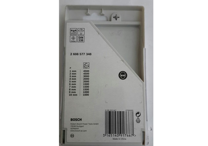 1-10mm Bộ mũi khoan sắt đa năng 10 chi tiết Bosch 2608577348 1-10mm Bộ mũi khoan sắt đa năng 10 chi tiết Bosch 2608577348
