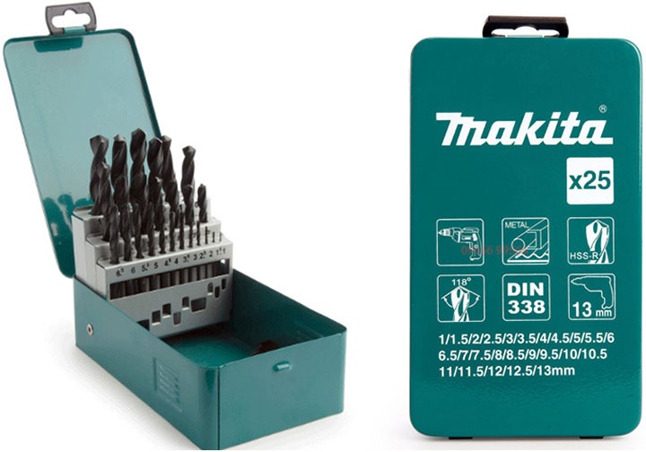 1-13mm Bộ mũi khoan kim loại HSS-R 25 chi tiết Makita D-54097 (Bỏ mẫu) 1-13mm Bộ mũi khoan kim loại HSS-R 25 chi tiết Makita D-54097 (Bỏ mẫu)