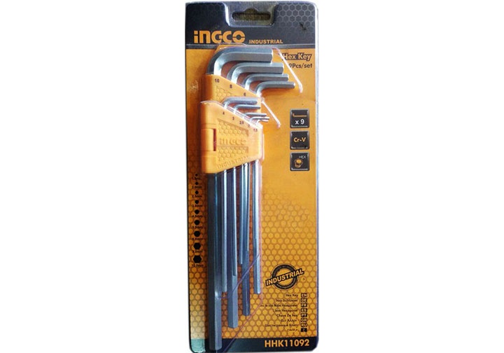 1.5-10mm Bộ 9 chìa lục giác đầu bằng INGCO HHK11092 1.5-10mm Bộ 9 chìa lục giác đầu bằng INGCO HHK11092