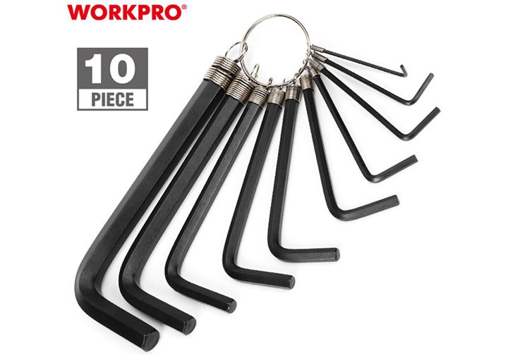 1.5-10mm Bộ lục giác đầu bằng (loại ngắn) 10 chi tiết Workpro WP222001