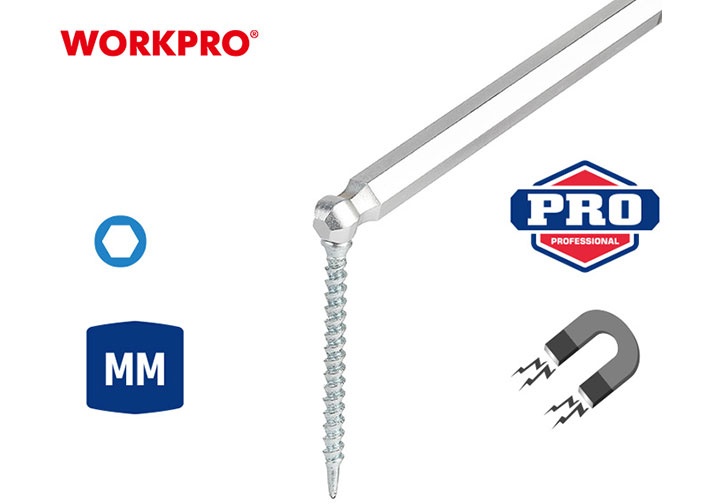 1.5-10mm Bộ lục giác S2 đầu bi 9 chi tiết Workpro WP222035