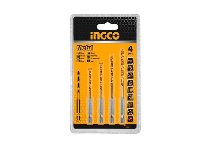 1.5-3mm Bộ 4 mũi khoan kim loại HSS INGCO AKD1402 1.5-3mm Bộ 4 mũi khoan kim loại HSS INGCO AKD1402