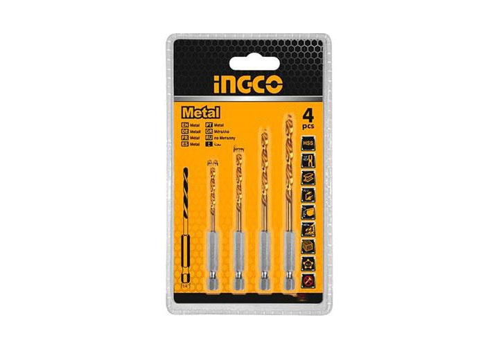 1.5-3mm Bộ 4 mũi khoan kim loại HSS INGCO AKD1402