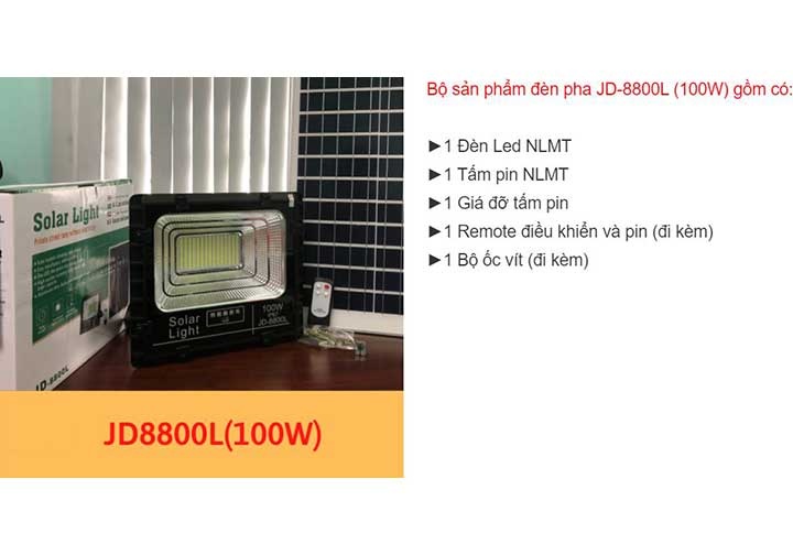 100W Đèn năng lượng mặt trời Solar Light JD-8800L