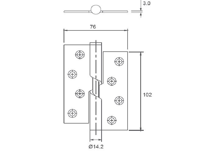 102x76x3mm Bản lề nâng hạ inox 304 Imundex 701.11.102 102x76x3mm Bản lề nâng hạ inox 304 Imundex 701.11.102