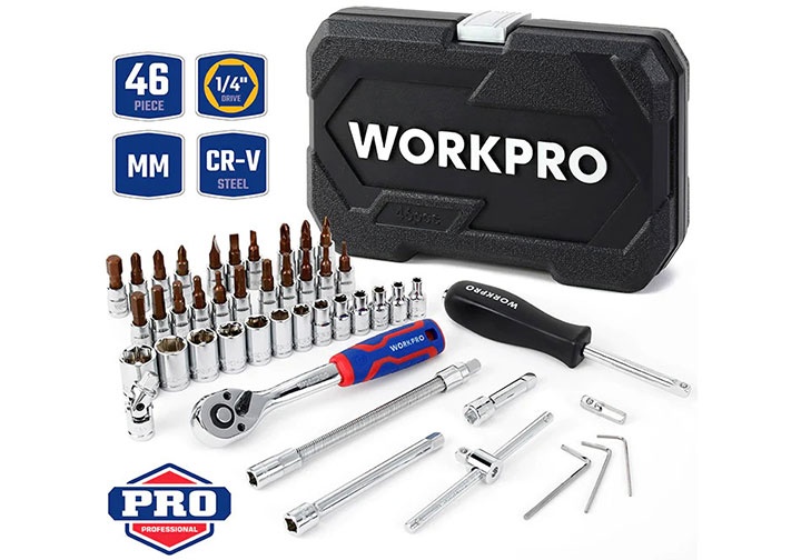 1/4" Bộ tuýp 4-14mm 46 chi tiết Workpro WP202540 1/4" Bộ tuýp 4-14mm 46 chi tiết Workpro WP202540