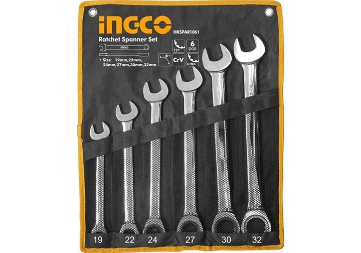 19-32mm Bộ 6 cờ lê vòng miệng tự động INGCO HKSPAR1061 19-32mm Bộ 6 cờ lê vòng miệng tự động INGCO HKSPAR1061
