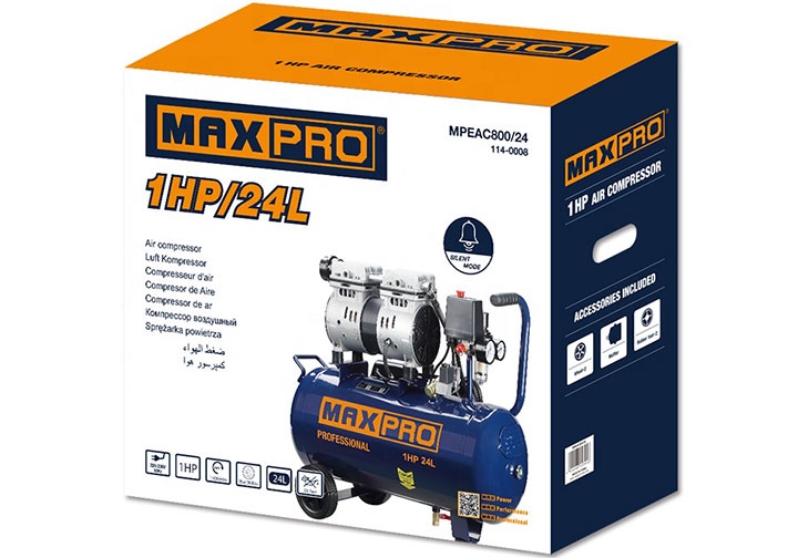 1HP Máy nén khí không dầu 24 lít Maxpro MPEAC800/24 1HP Máy nén khí không dầu 24 lít Maxpro MPEAC800/24