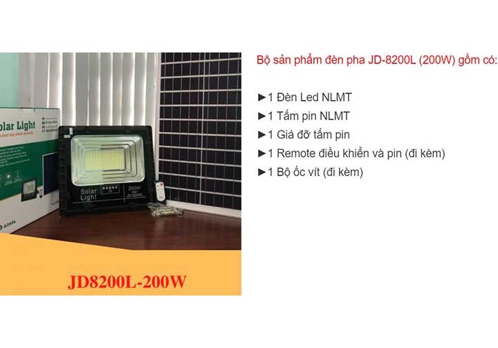200W Đèn năng lượng mặt trời Solar Light JD-8200L 200W Đèn năng lượng mặt trời Solar Light JD-8200L