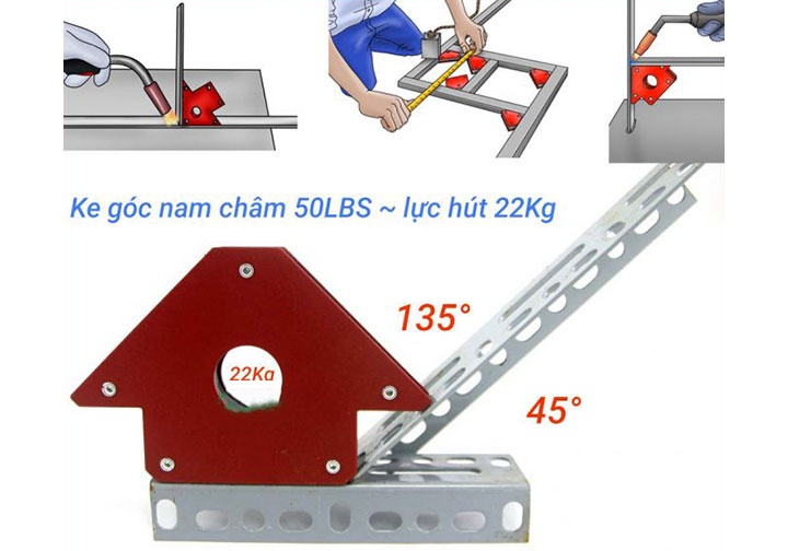 22kgf Ke góc nam châm hàn góc 45, 90, 135 độ