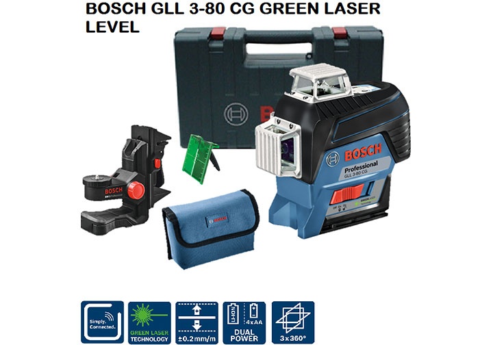 30m Máy cân mực tia laser xanh Bosch GLL 3-80 CG