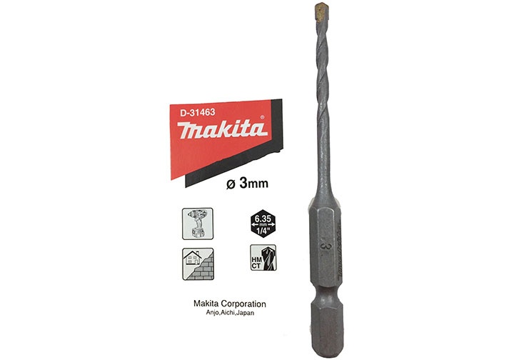 3x80mm Mũi khoan bê tông chuôi lục giác Makita D-31463 3x80mm Mũi khoan bê tông chuôi lục giác Makita D-31463