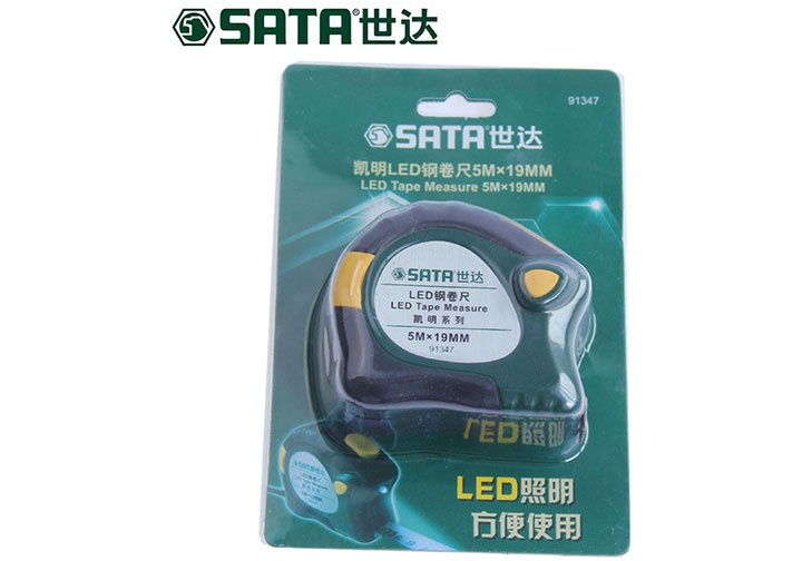5m Thước cuốn thép có đèn led Sata 91-347 (91347) 5m Thước cuốn thép có đèn led Sata 91-347 (91347)