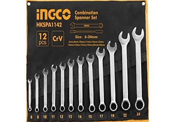 6-24mm Bộ cờ lê vòng miệng 12 chi tiết INGCO HKSPA1142 6-24mm Bộ cờ lê vòng miệng 12 chi tiết INGCO HKSPA1142