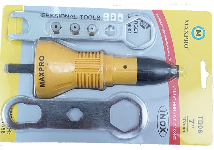 7" (170mm) Đầu rút đinh rive tự động gắn vào máy khoan Maxpro TD06 7" (170mm) Đầu rút đinh rive tự động gắn vào máy khoan Maxpro TD06