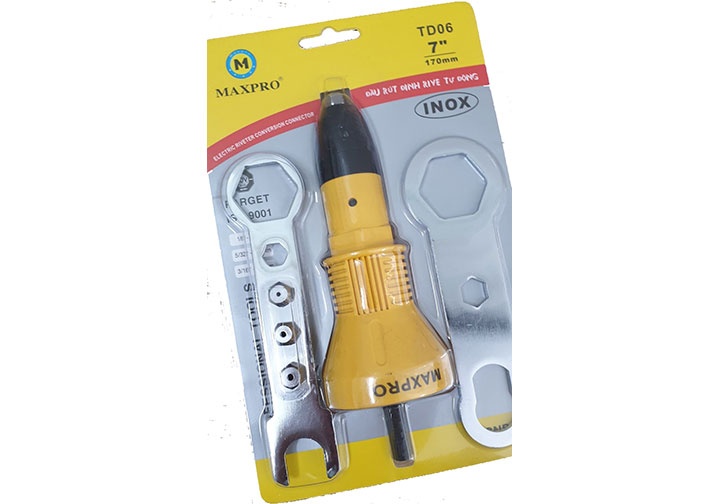 7" (170mm) Đầu rút đinh rive tự động gắn vào máy khoan Maxpro TD06 7" (170mm) Đầu rút đinh rive tự động gắn vào máy khoan Maxpro TD06