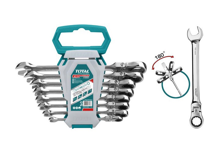 8-19mm Bộ cờ lê vòng miệng tự động lắc léo 8 chi tiết Total THT102RK586 8-19mm Bộ cờ lê vòng miệng tự động lắc léo 8 chi tiết Total THT102RK586