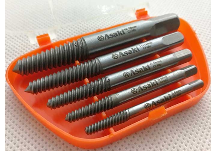 Bộ mũi ren lấy bu lông ốc vít gãy 5 chi tiết Asaki AK-3687 Bộ mũi ren lấy bu lông ốc vít gãy 5 chi tiết Asaki AK-3687