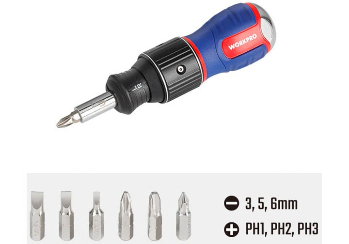 Bộ tuốc nơ tự động 6 chi tiết Workpro WP221071 Bộ tuốc nơ tự động 6 chi tiết Workpro WP221071