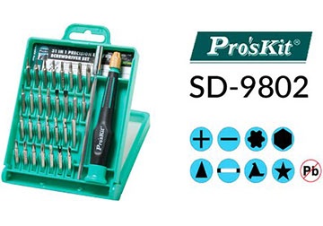 Bộ tuốc nơ vít đa năng 31 trong 1 Proskit SD-9802 Bộ tuốc nơ vít đa năng 31 trong 1 Proskit SD-9802