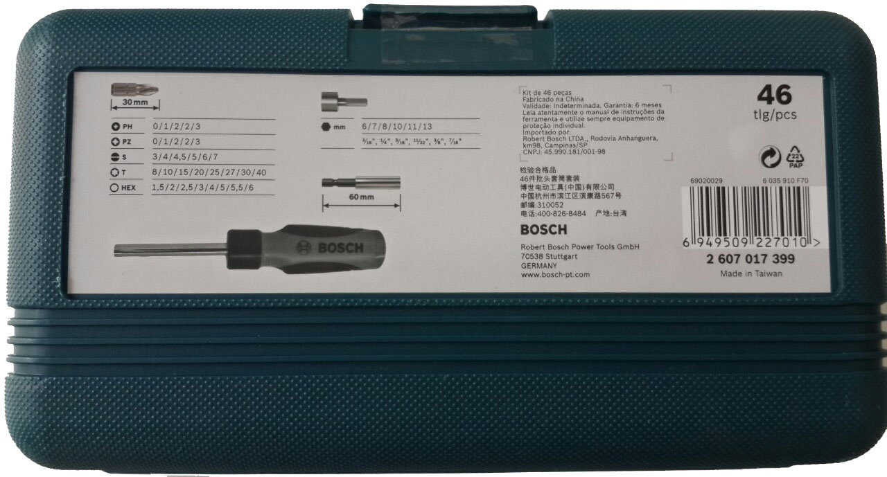 Bộ tuốc nơ vít đa năng 46 chi tiết Bosch 2607017399 Bộ tuốc nơ vít đa năng 46 chi tiết Bosch 2607017399