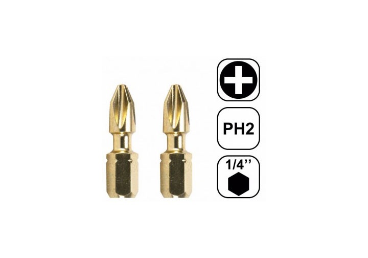 PH2x25mm Bộ mũi vít bake 2 cái màu vàng Makita B-28335 PH2x25mm Bộ mũi vít bake 2 cái màu vàng Makita B-28335